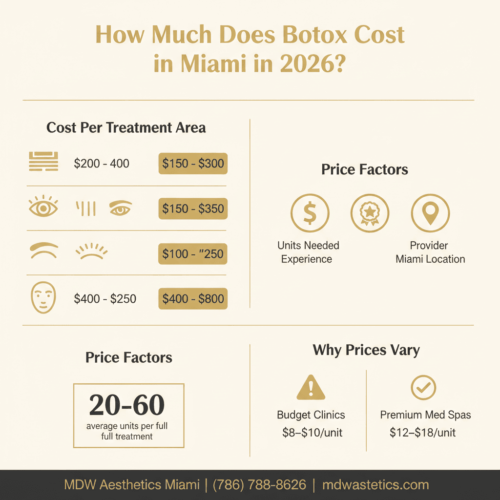 How Much Does Botox Cost in Miami in 2026? — Infographic by MDW Aesthetics Miami