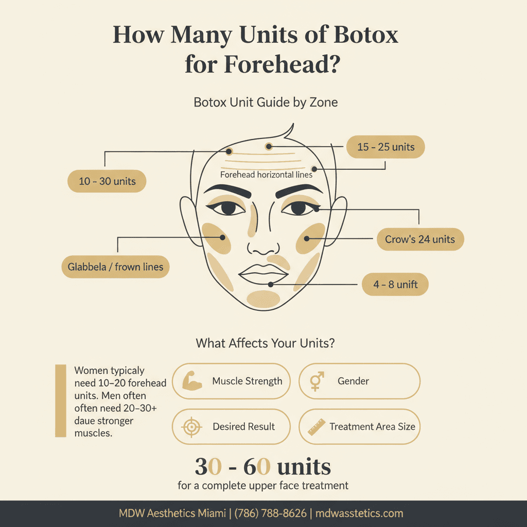 How Many Units of Botox Do I Need for My Forehead in Miami? — Infographic by MDW Aesthetics Miami