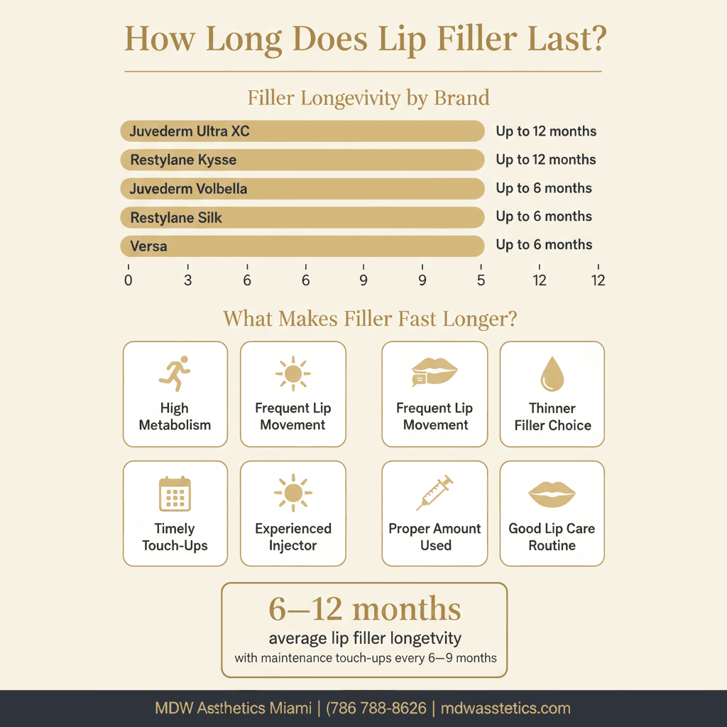 How Long Does Lip Filler Last in Miami? — Infographic by MDW Aesthetics Miami