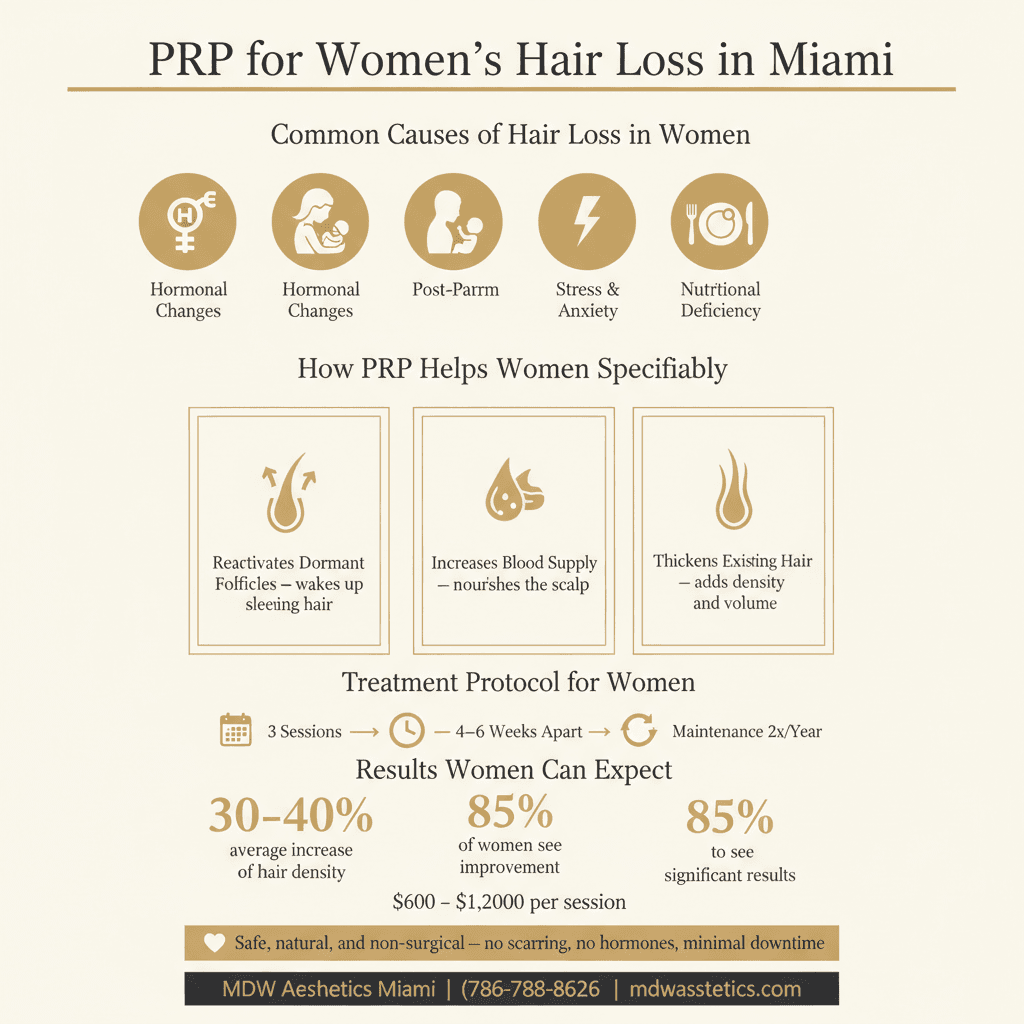 Is PRP for Hair Loss Effective for Women in Miami? — Infographic by MDW Aesthetics Miami
